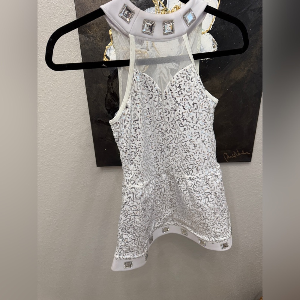 White Sequin Halter Dress Dance